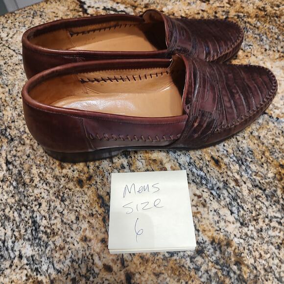 Johnston & Murphy Brown Leather Loafers Mens Size 6 Made in Italy Domani